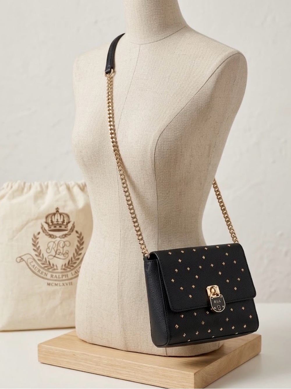 Preloved LRL Black Crossbody Bag with Gold detailing
